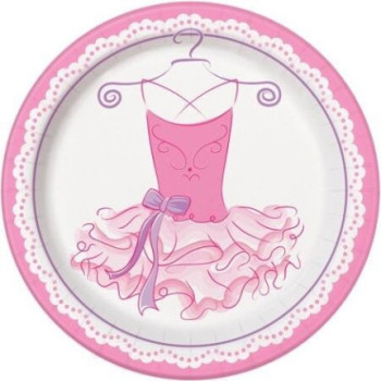 8 Pratos 23 cm  Pink Bailarina