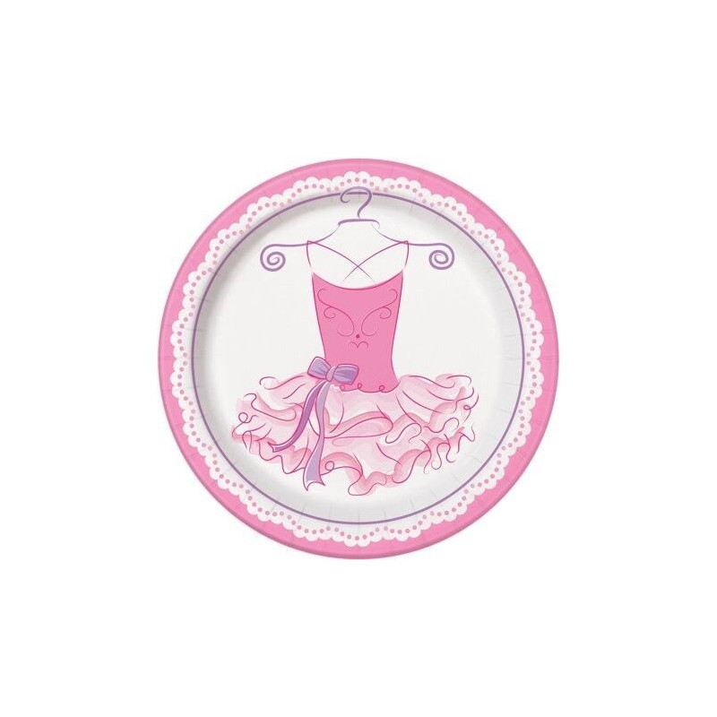 8 Pratos 23 cm  Pink Bailarina