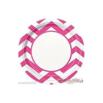 8 Pratos Chevron 22 cm rosa choc