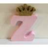 Letra Z 18 cm Esferovite Rosa com Coroa Ouro