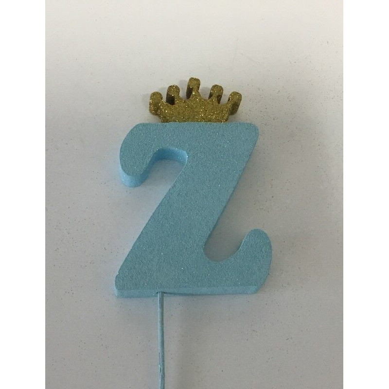 Letra esferovite 10 cm Z azul coroa ouro