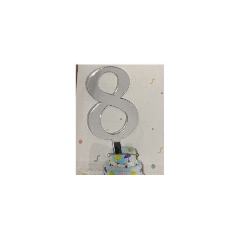 Nº 8 prateado acrilico