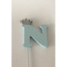 Letra N 10 cm esferovite azul com coroa prata