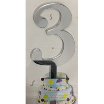 Nº 3 prateado acrilico