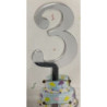 Nº 3 prateado acrilico