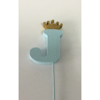 Letra esferovite 10cm j azul coroa ouro