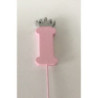 Letra I 10 cm Esferovite Rosa com Coroa Prata