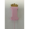 Letra I 10 cm esferovite rosa com coroa ouro