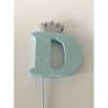 Letra D 10 cm esferovite azul com coroa prata