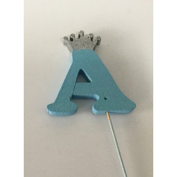 Letra eferovite azul coroa prata 10 cm A