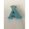 Letra eferovite azul coroa prata 10 cm A