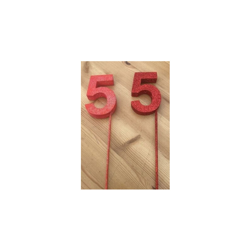 Número 5 esferovite vermelho 8 cm