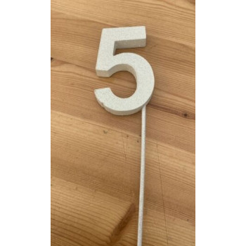 Número 5 esferovite branco 8 cm