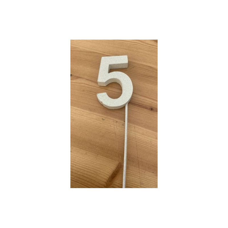 Número 5 esferovite branco 8 cm