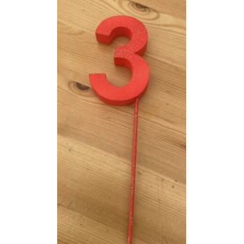 Número 3 esferovite vermelho 8 cm