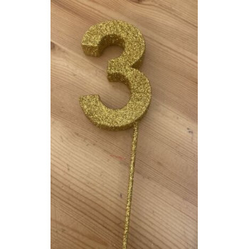 Número 3 esferovite ouro 8cm