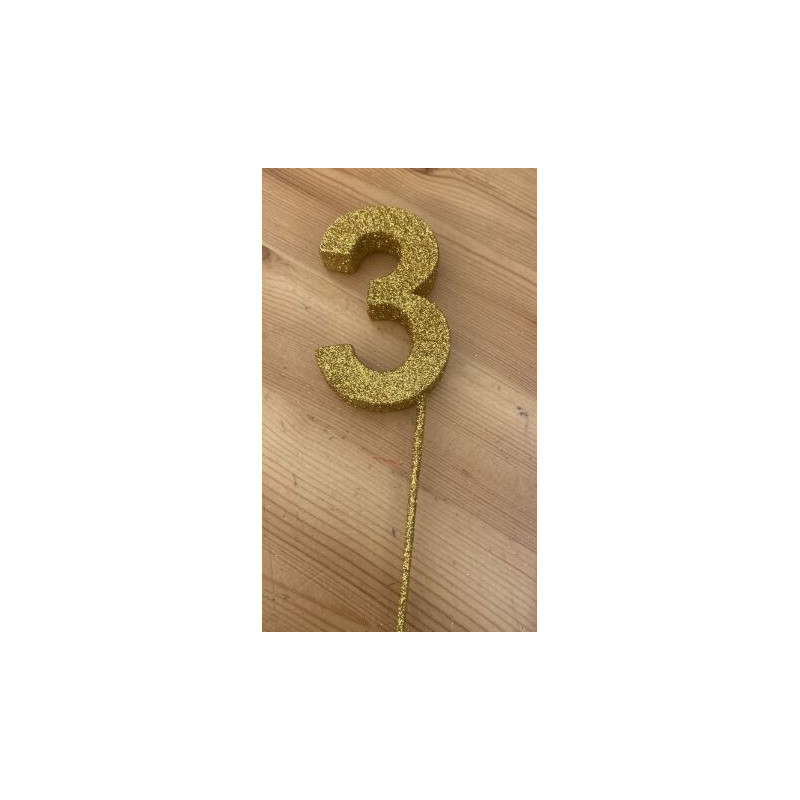 Número 3 esferovite ouro 8cm