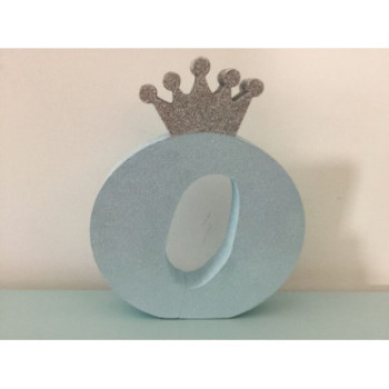 Letra O esferovite coroa prata 18cm