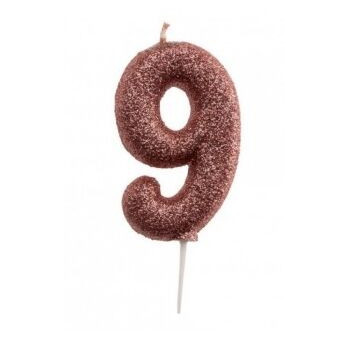 Vela rose gold purpurina Nº 9