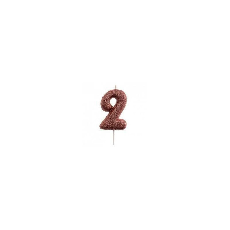 Vela Rose Gold purpurina Nº 2