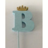 Letra esferovite 10cm B azul coroa ouro