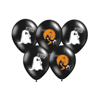 6 balões látex preto ghost 30 cm