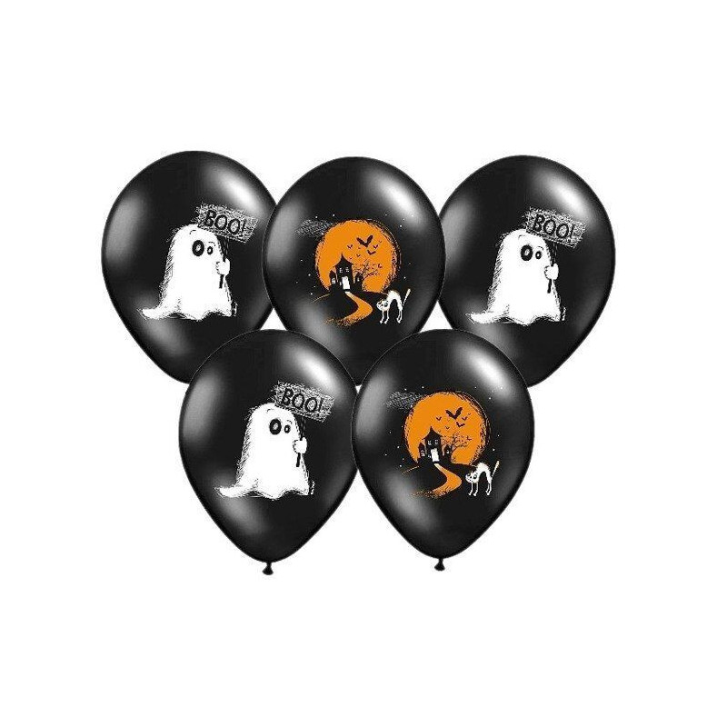 6 balões látex preto ghost 30 cm