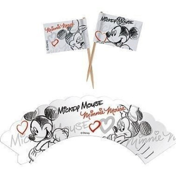 12 tiras para cupcakes com 12 bandeirinhas Mickey e Minnie