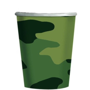 8 Copos de Papel 266 ml camouflage