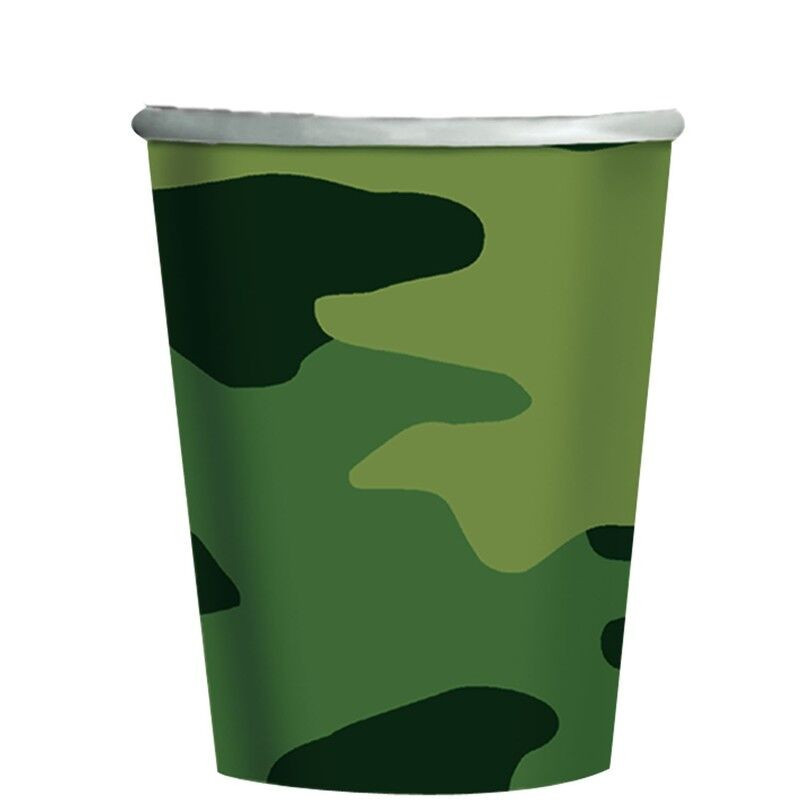 8 Copos de Papel 266 ml camouflage
