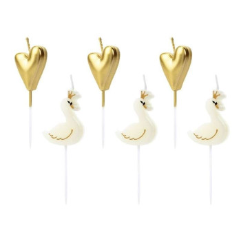 Velas Cisnes e Corações Dourados 3.5- 4 cm