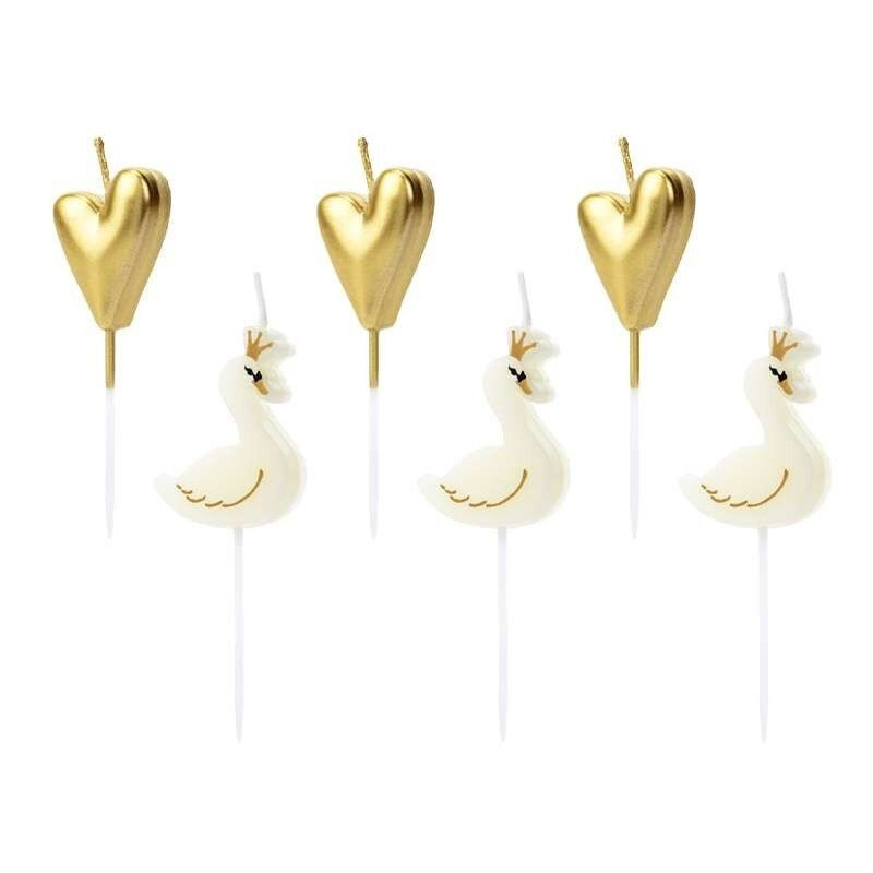 Velas Cisnes e Corações Dourados 3.5- 4 cm