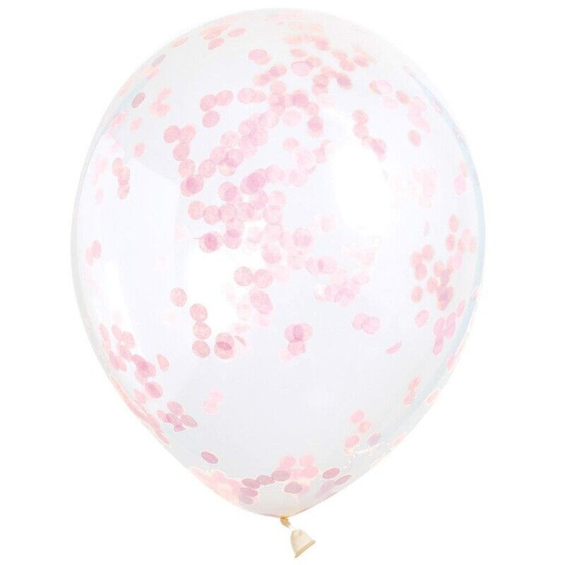 6 clear 12” balloon with lovely prink confetti