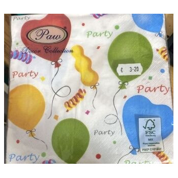 20 guardanapos 33x33cm balões