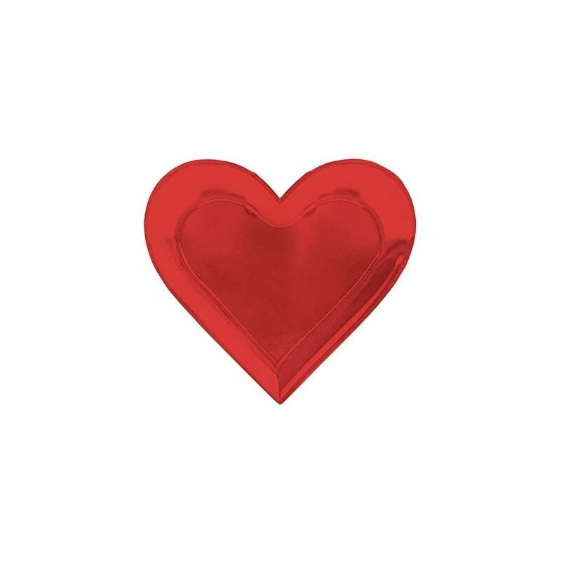 8 Pratos Coração Encarnados Metalizados 18 cm