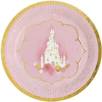 8 pratos 23 cm metalizados Princess for a day