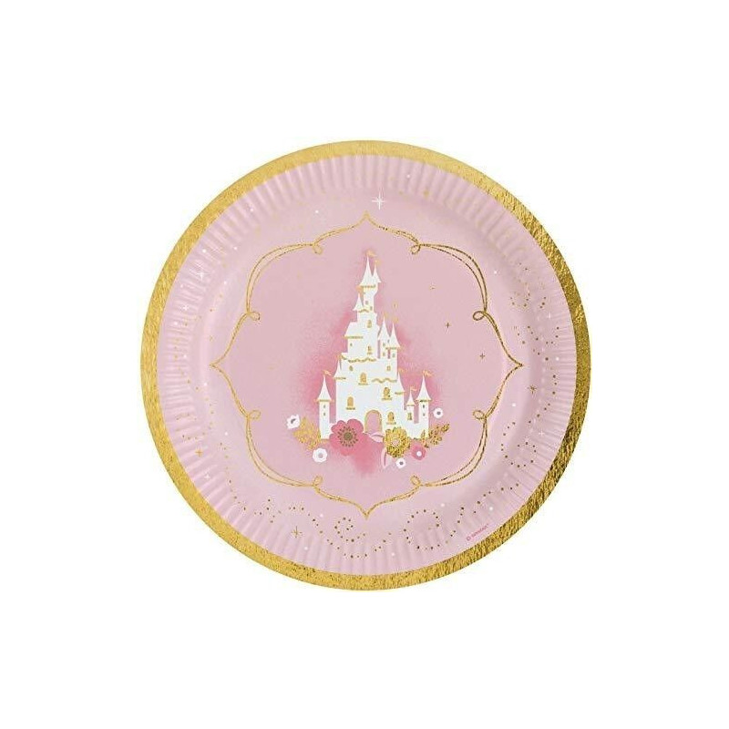 8 pratos 23 cm metalizados Princess for a day
