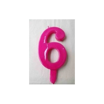 Vela Aniversário N6 13cm Magenta