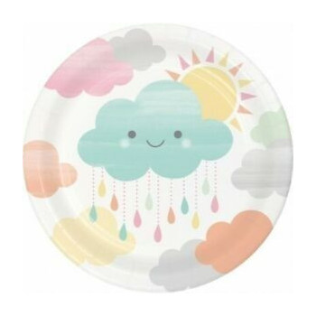 8 Pratos 18 cm Nuvem Baby Shower