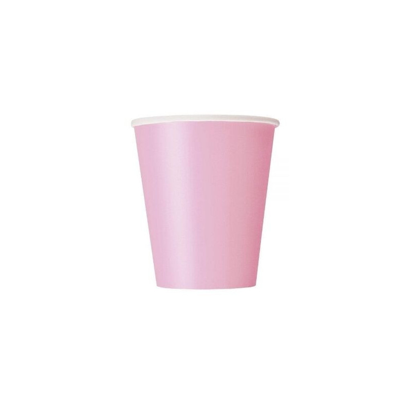 8 copos papel rosa bebé 270ml