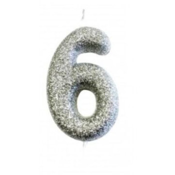 Vela Glitter nº 6 - prata