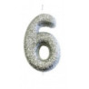 Vela Glitter nº 6 - prata