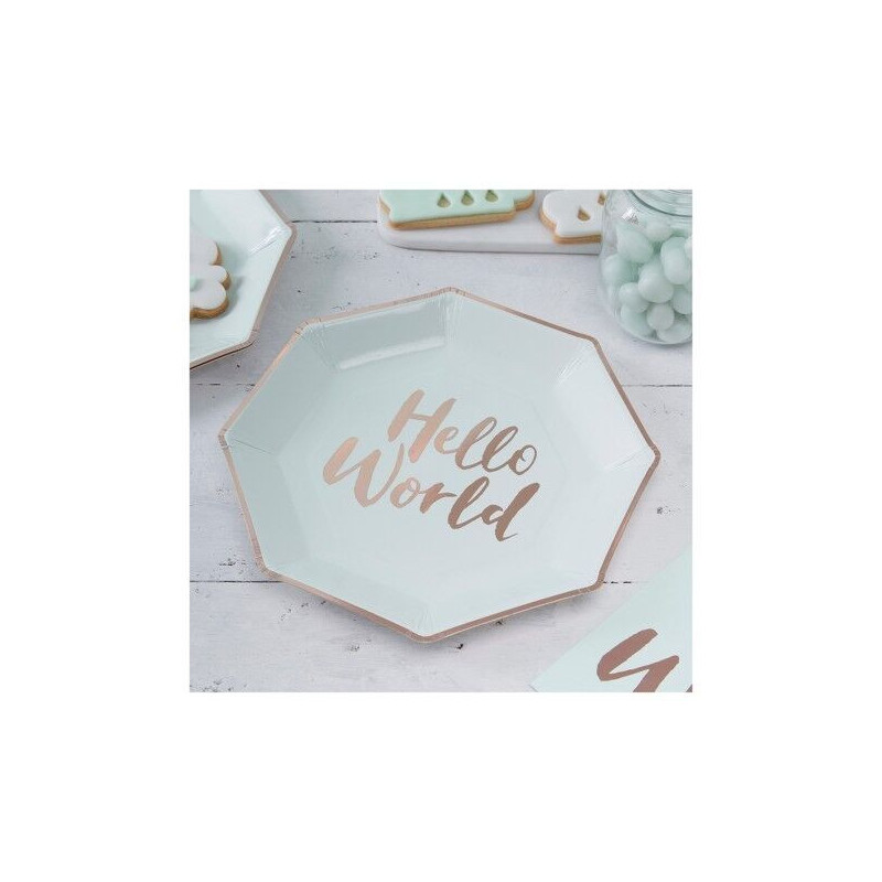 8 pratos Menta Hello World
