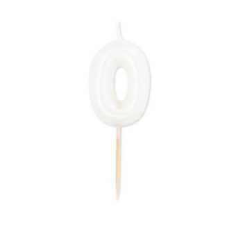 Vela branco pérola metalizado, 8 cm, Nº 0