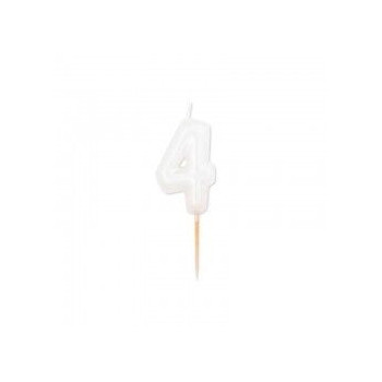 Vela branco pérola metalizado, 8 cm, Nº 4