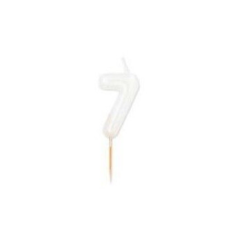 Vela branco pérola metalizado, 8 cm, Nº 7