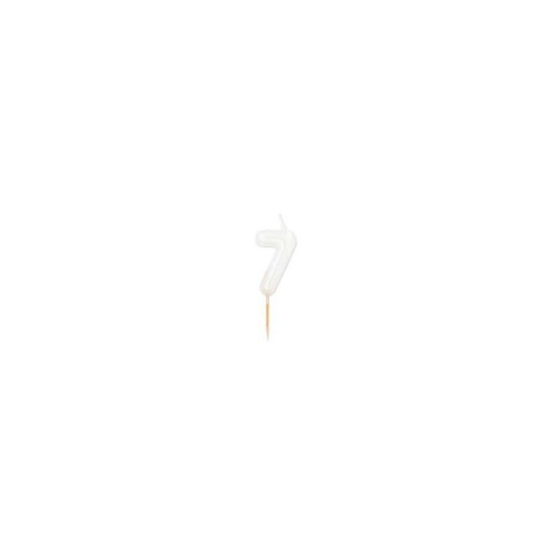 Vela branco pérola metalizado, 8 cm, Nº 7