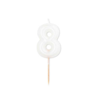 Vela branco pérola metalizado, 8 cm, Nº 8