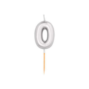 Vela Prata Metalizado, 8cm, Nº 0