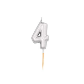 Vela Prata Metalizado, 8cm, Nº 4